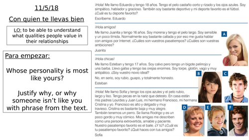 GCSE Unit 1 - 1.1.G Me, my family and friends. Con quien te llevas bien?