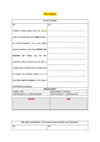 GCSE - translations - French - House (writing skills)