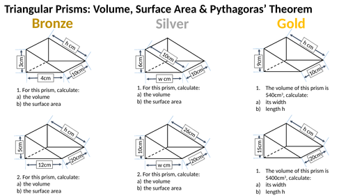 Triangular Prisms & Pythagoras | Volume & Surface Area & Missing Lengths