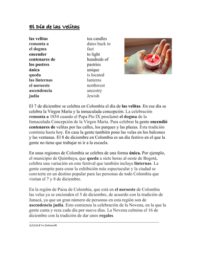 El Día de las Velitas: Cultura y Lectura - Colombian Celebration on December 7