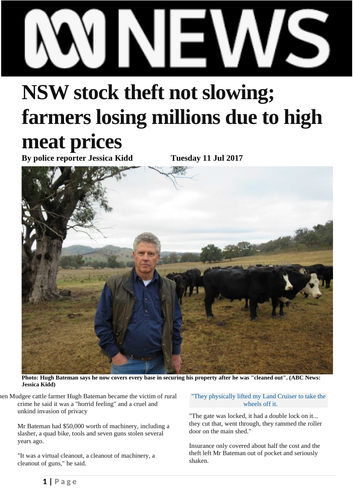 Ezine article: NSW stock theft not slowing; farmers losing millions due to high meat prices