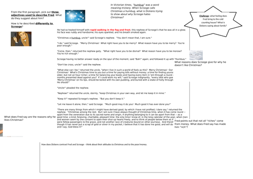 Contrasting Fred and Scrooge in Stave 1 A Christmas Carol AQA 9-1 2017