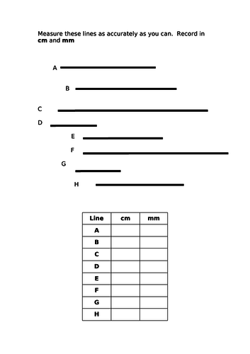 Measure lines accurately - cm - mm - KS2 - converting units of measure