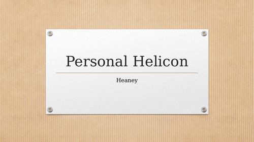 Seamus Heaney - Personal Helicon