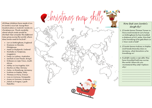 Christmas/Santa map skills