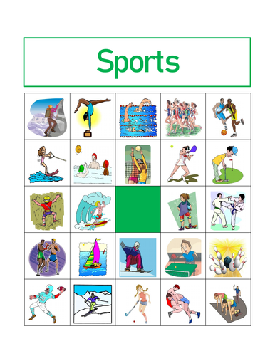 Sports In English Bingo Teaching Resources