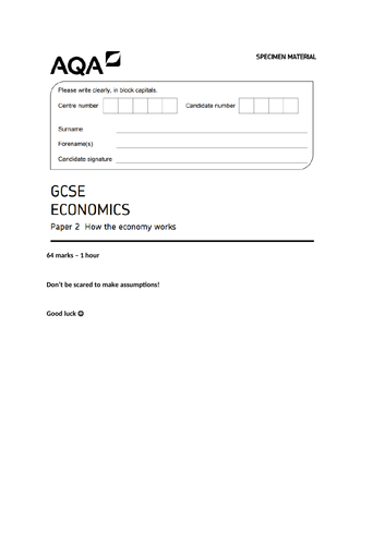 AQA economics assessment resources