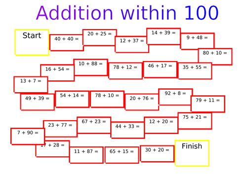 Addition within 100 game