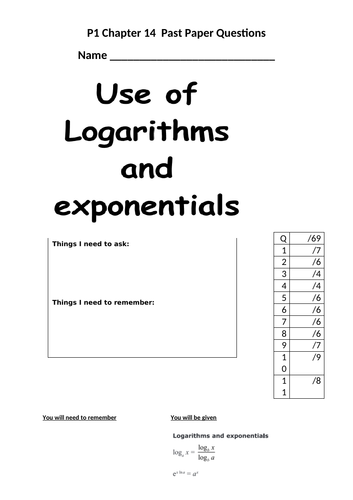Pure 1 Logs and Exponential Functions