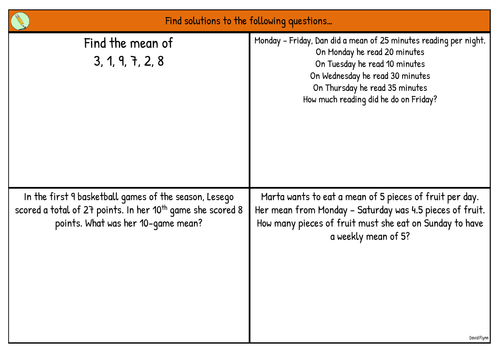 Mean - 4 types of question - Free Mastery Resource