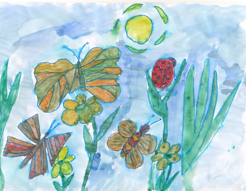 A beautiful landscape with flowers and insects | Teaching Resources