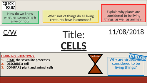 KS3 - Cells - Life Processes (MRS GREN) + Cells