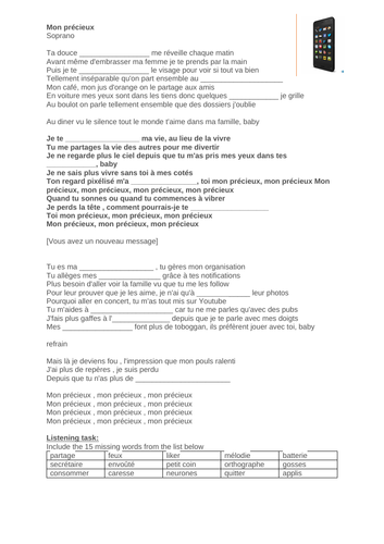 AQA - Technology - Mobile phone / Mon précieux