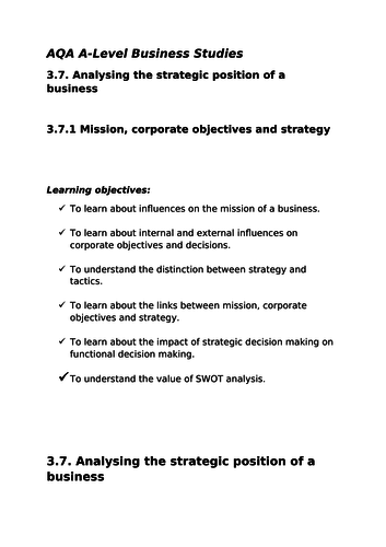 3.7.1. Mission, Corporate Objectives and Strategy