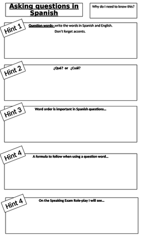GCSE Spanish Haciendo preguntas/ forming questions
