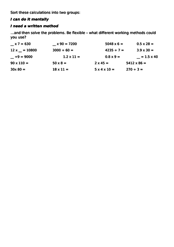 Building mathematical flexibility - mental and written multiplication