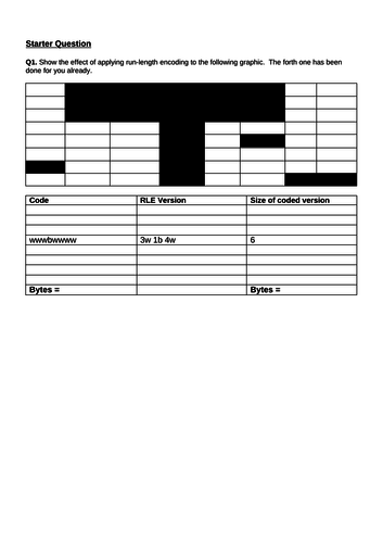 Differentiated RLE starter question.