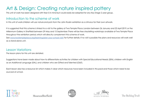 KS2 Art & Design - Creating nature inspired pottery