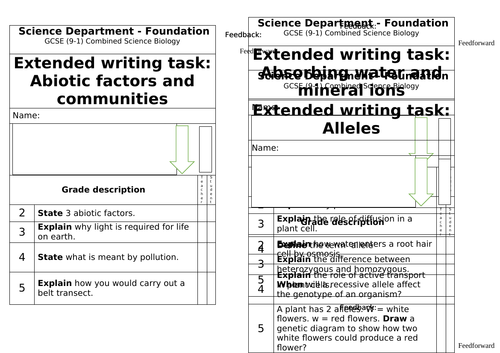 GCSE Combined Science Biology EWT / Worksheets / HW