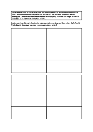Literacy - English - Story Starter and storyboard - The Key Turns