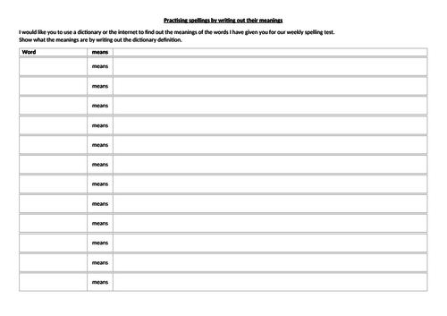 Literacy / English - Spelling Practice - Writing Sentences