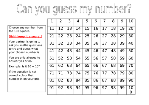 Can you guess my number Teaching Resources