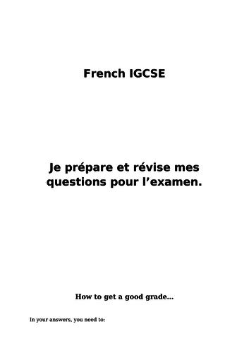 iGCSE - GCSE - speaking questions - Education & Employment