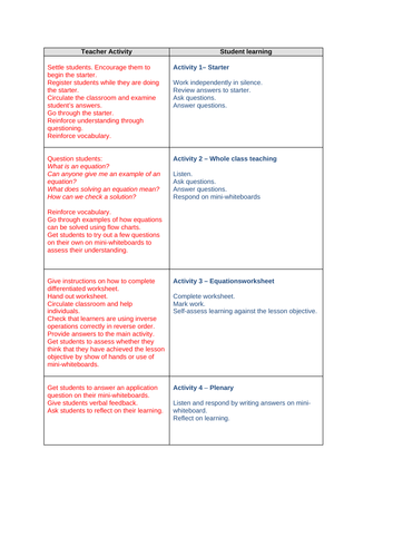 Solving equations using flow chart