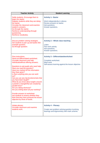 Bearings and Trigonometry word problems