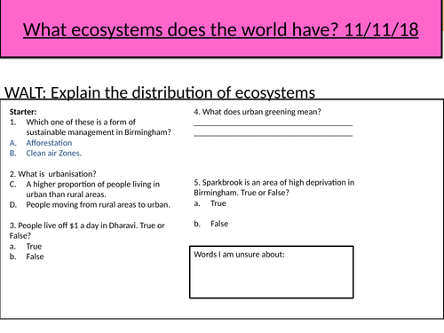 Introduction to Biomes.