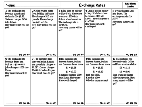 RAG Sheets - Exchange Rates