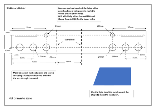 Dimensioned Drawing for a Stationery Holder