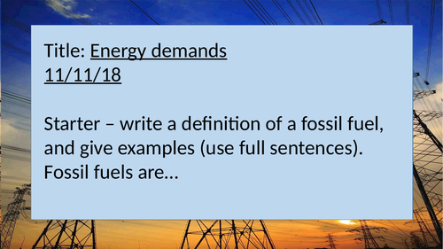 Energy Demands AQA P3 GCSE
