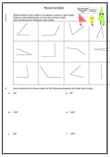 KS3 Worksheet - Angles (Lines & Angles)