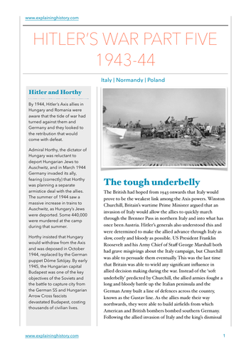 Hitler's War Part Five: 1943-44