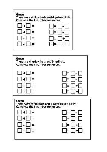 Fact Families Year 1
