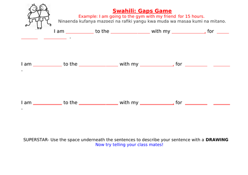 KENYAN SWAHILI LANGUAGE GAME- teaching Kenya or anything related to the LION KING! SEN