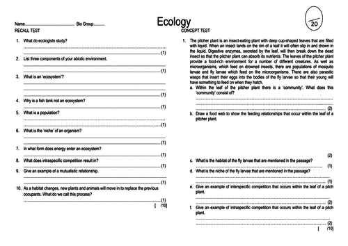 AQA A-Level Biology (New Spec.) - Energy and Ecosystems