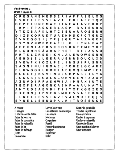 T Es Branche 2 Unite 3 Lecon B Wordsearch Teaching Resources