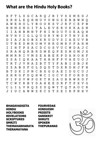 What are the Hindu Holy Books Word Search