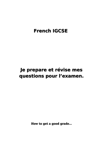 French - speaking & writing exams - questions