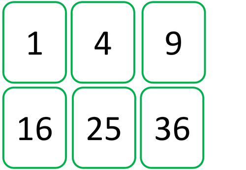 Square prime and cube flash cards