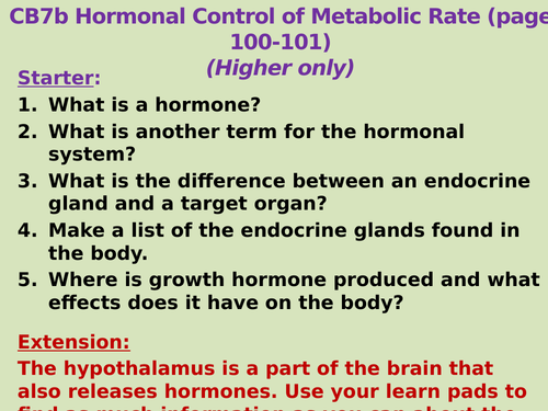 CB7b (SB7b) Hormonal Control of Metabolic Rate