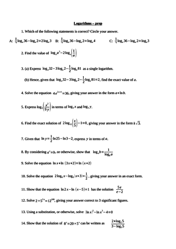 Logarithms (new A level maths)