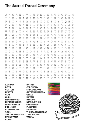 The Sacred Thread Ceremony Word Search