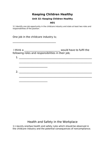 CCEA Occupational Studies: Looking after children Entry Level resources