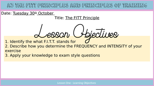 FITT Principle - BTEC TECH