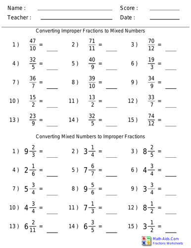 35 Mixed And Improper Fractions Worksheet - support worksheet