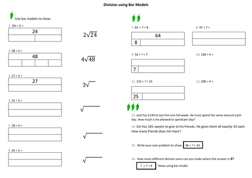 Maths Division Bar Models Differentiated