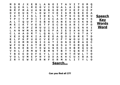 Speech Wordsearch | Teaching Resources